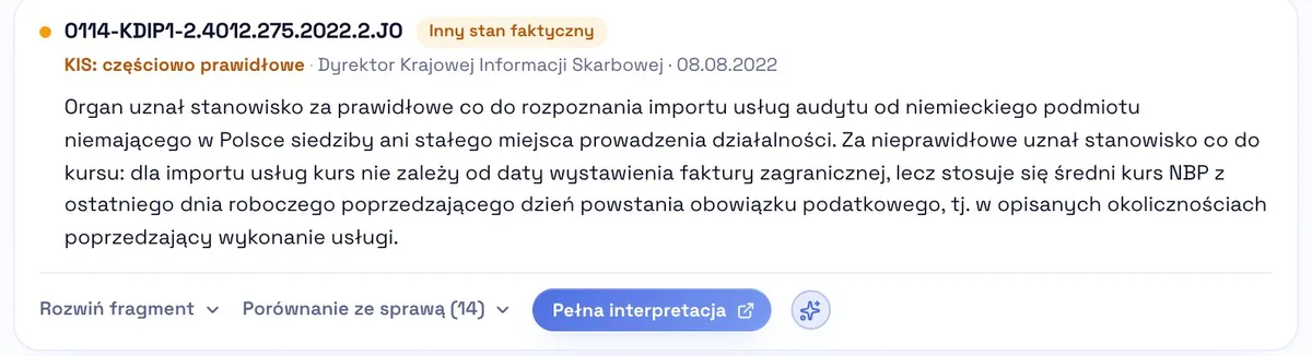 Interpretacja z etykietą KIS: częściowo prawidłowe.